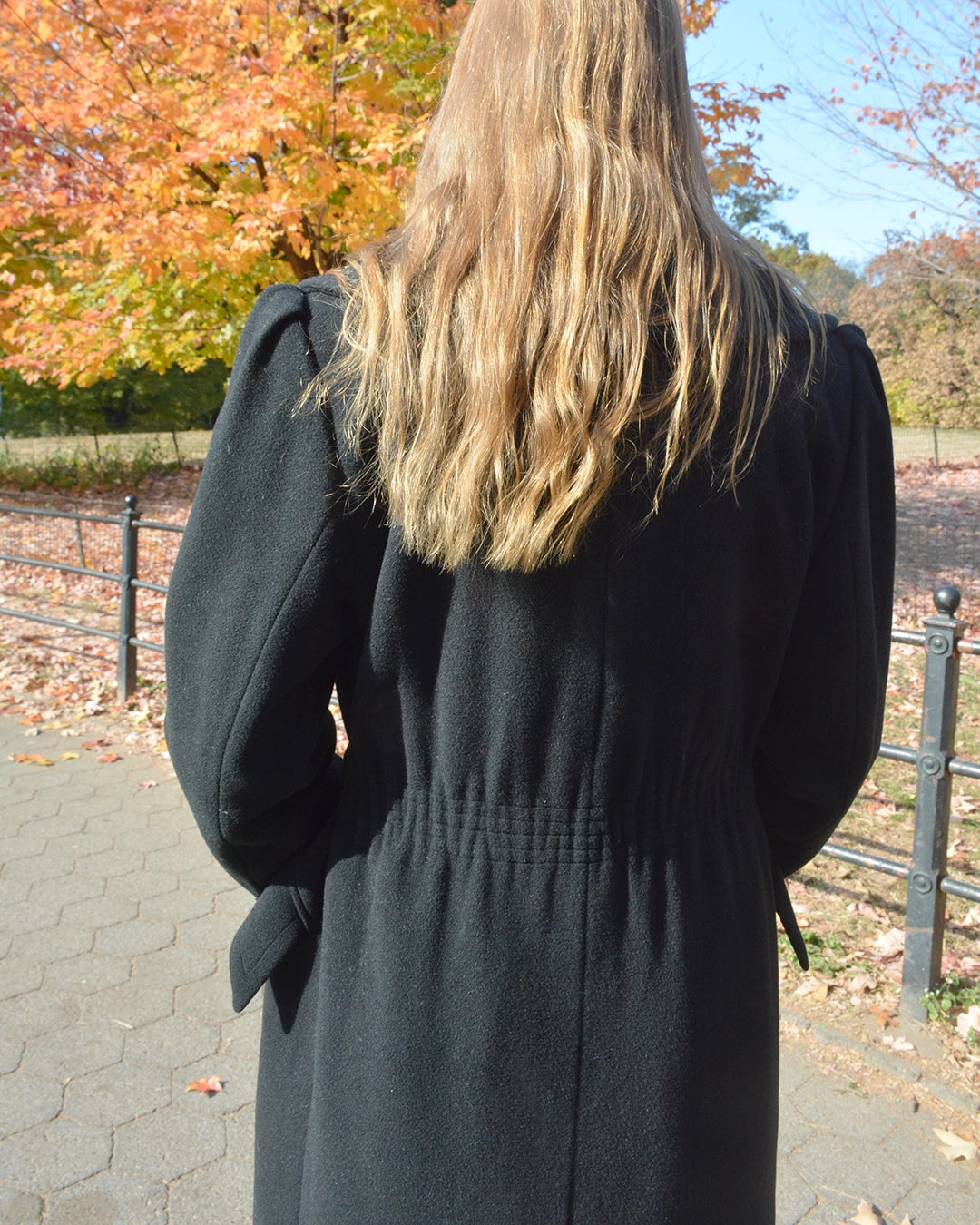 Vintage Valentino Double-Breasted Wool Coat with Gathered Shawl Collar