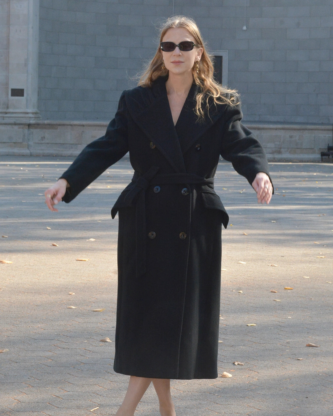 Vintage Valentino Double-Breasted Wool Coat with Gathered Shawl Collar