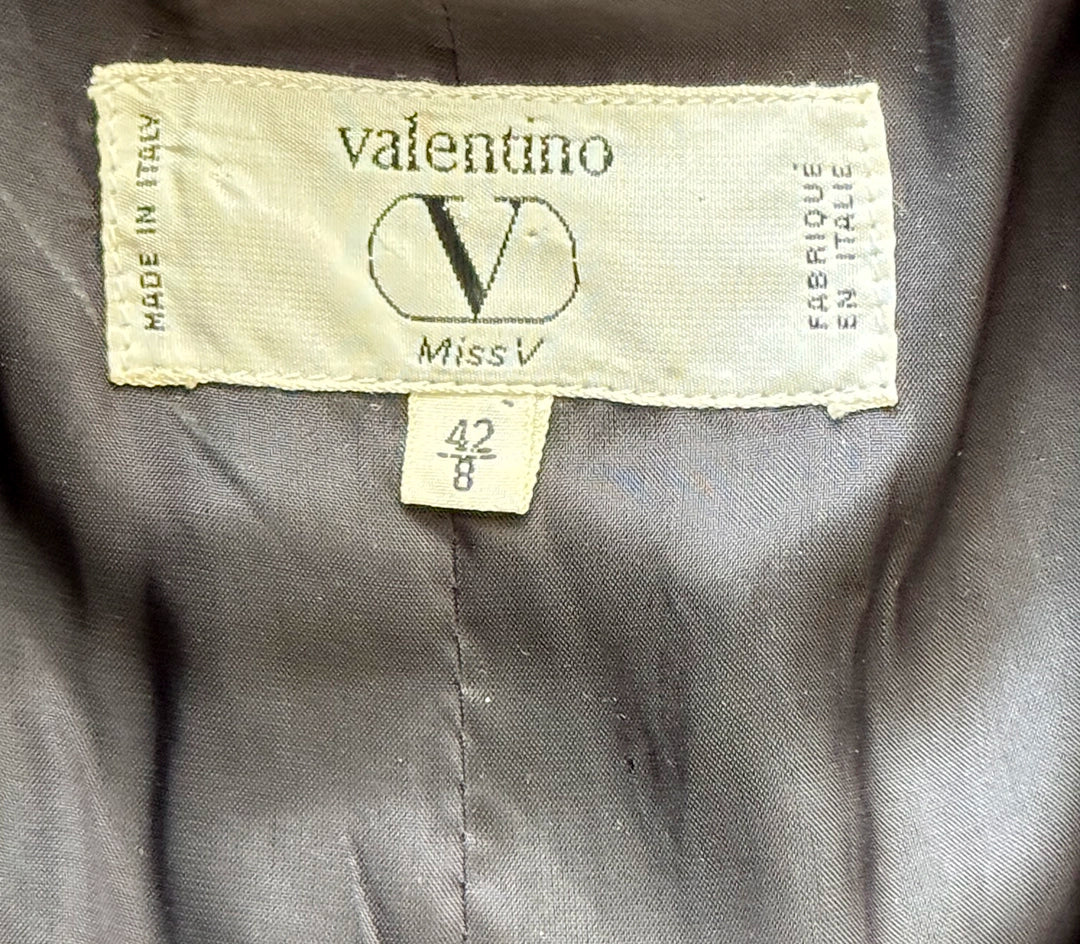 Vintage Valentino Double-Breasted Wool Coat with Gathered Shawl Collar