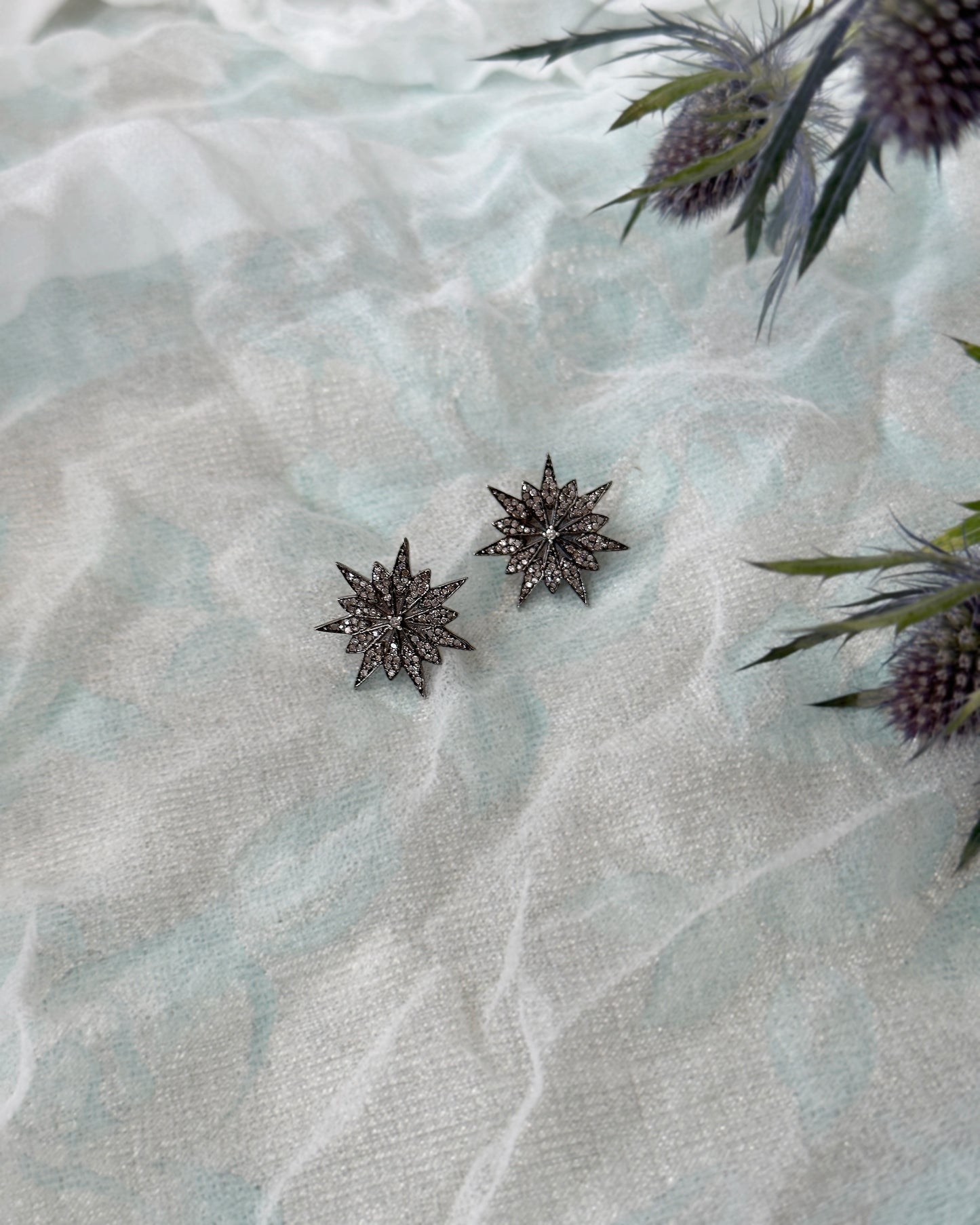 Vintage Diamond Starburst Earrings