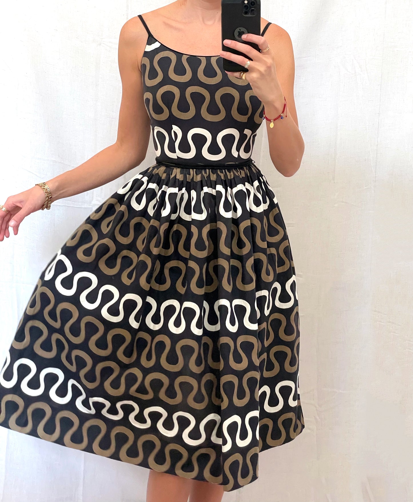 1950s Geometric Print Sundress