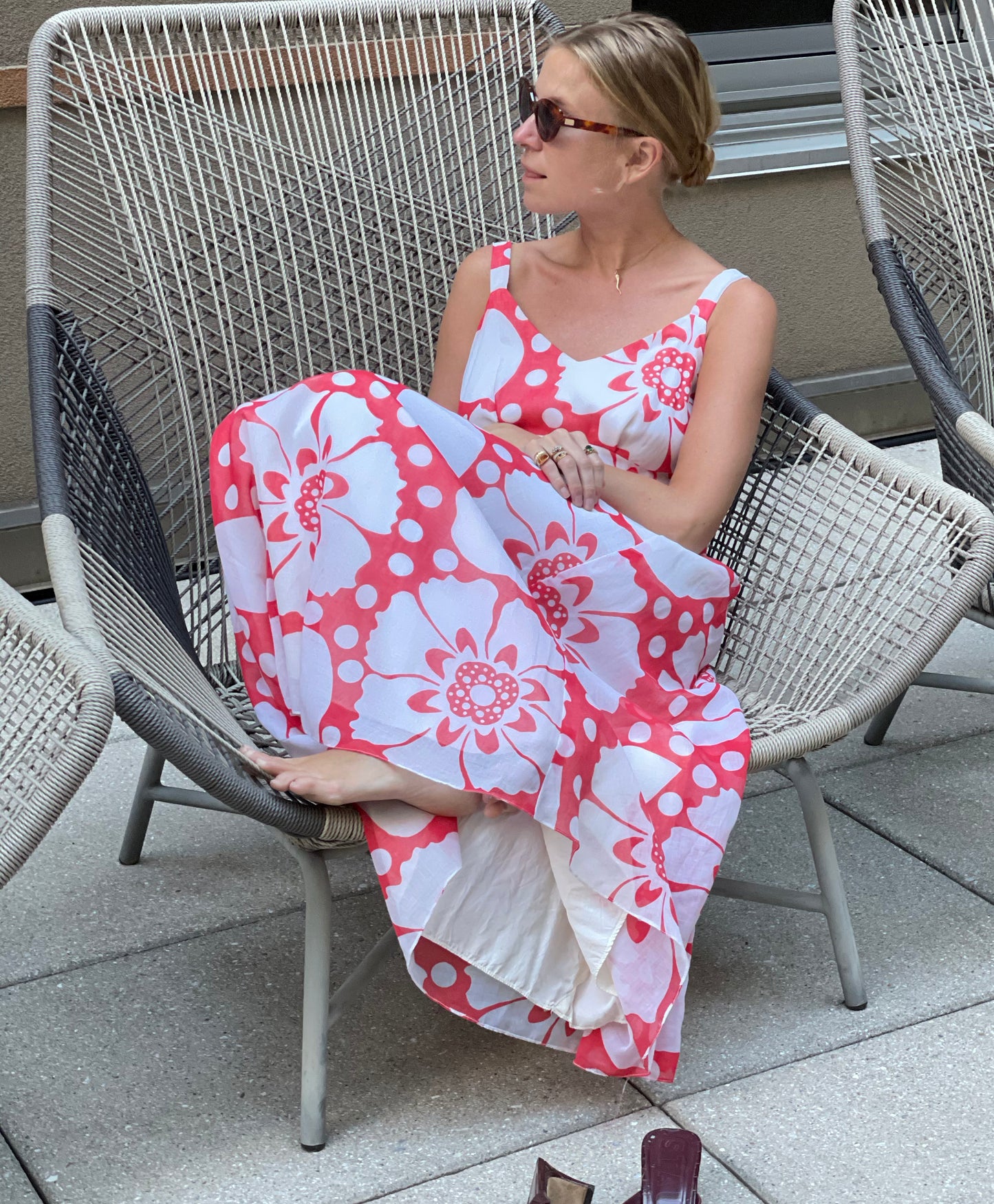 Vintage 1970s Graphic Floral Maxidress