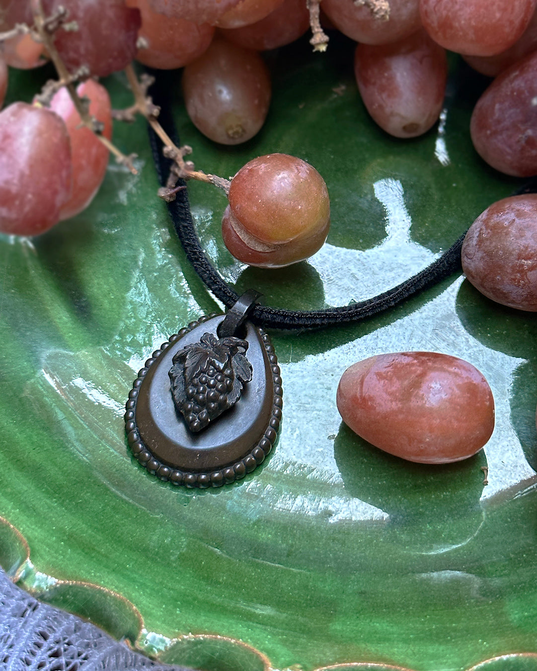 Rare Victorian Vulcanite Grape Choker Necklace ca. 1860