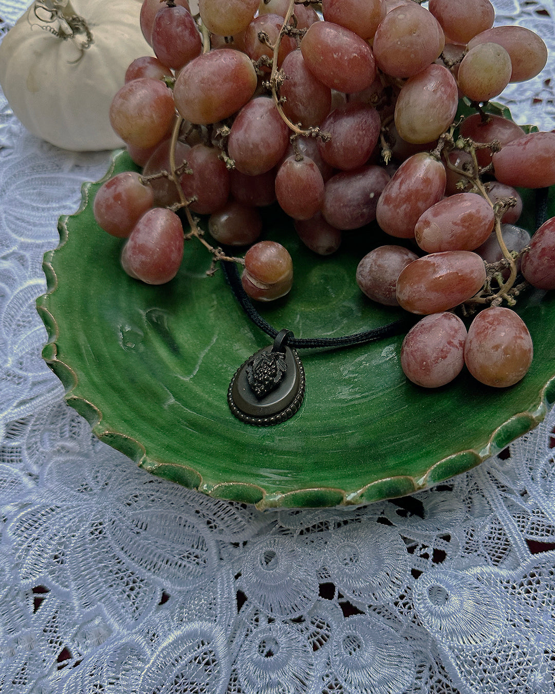 Rare Victorian Vulcanite Grape Choker Necklace ca. 1860