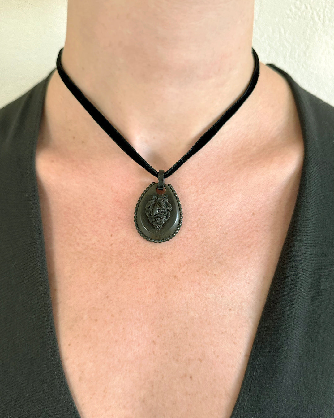 Rare Victorian Vulcanite Grape Choker Necklace ca. 1860