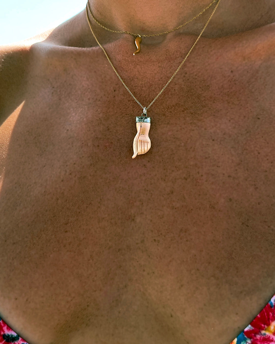 Rare Antique Carved Bone Figa Pendant