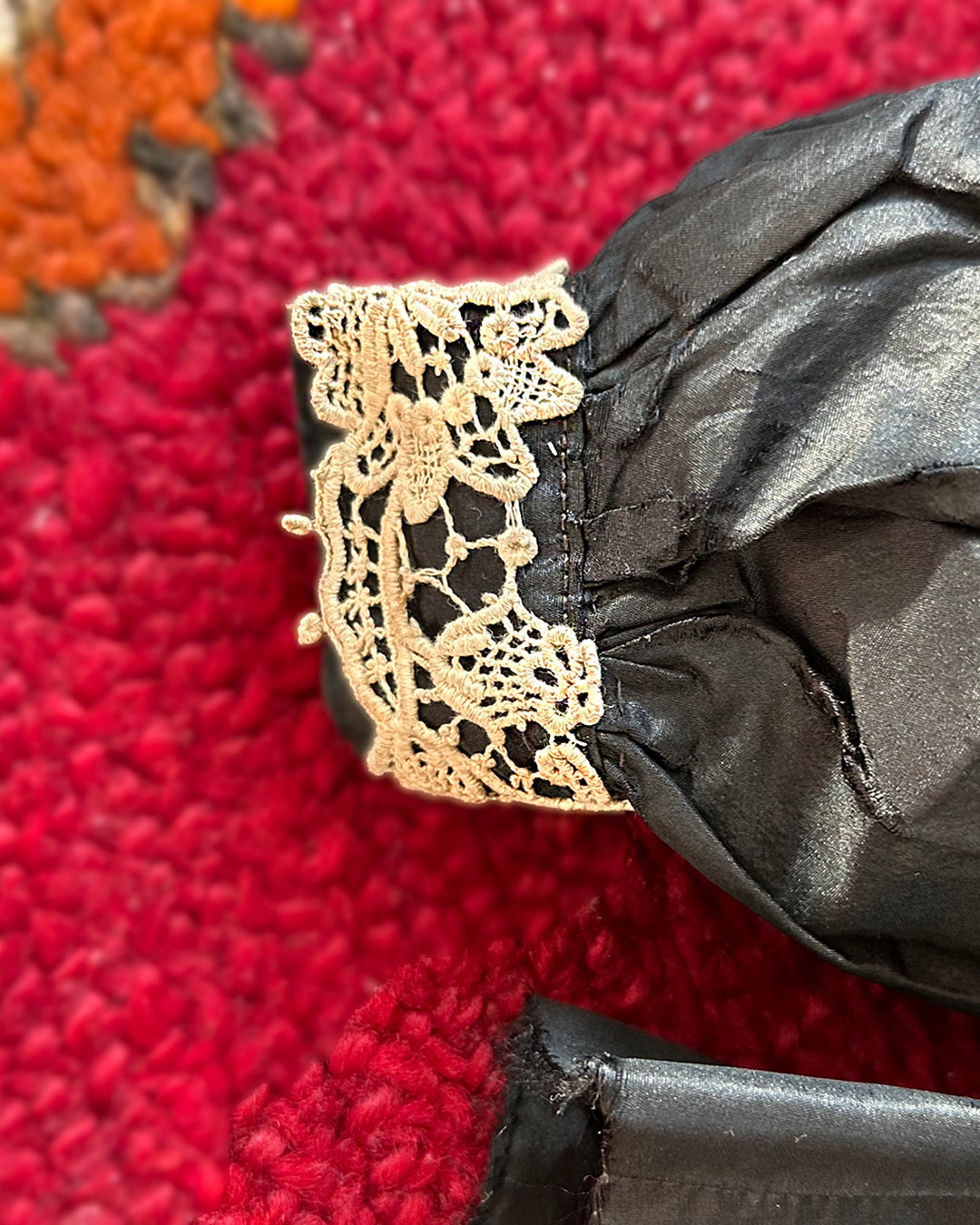 Antique Victorian Children's Silk Blouse With Lace Appliqué