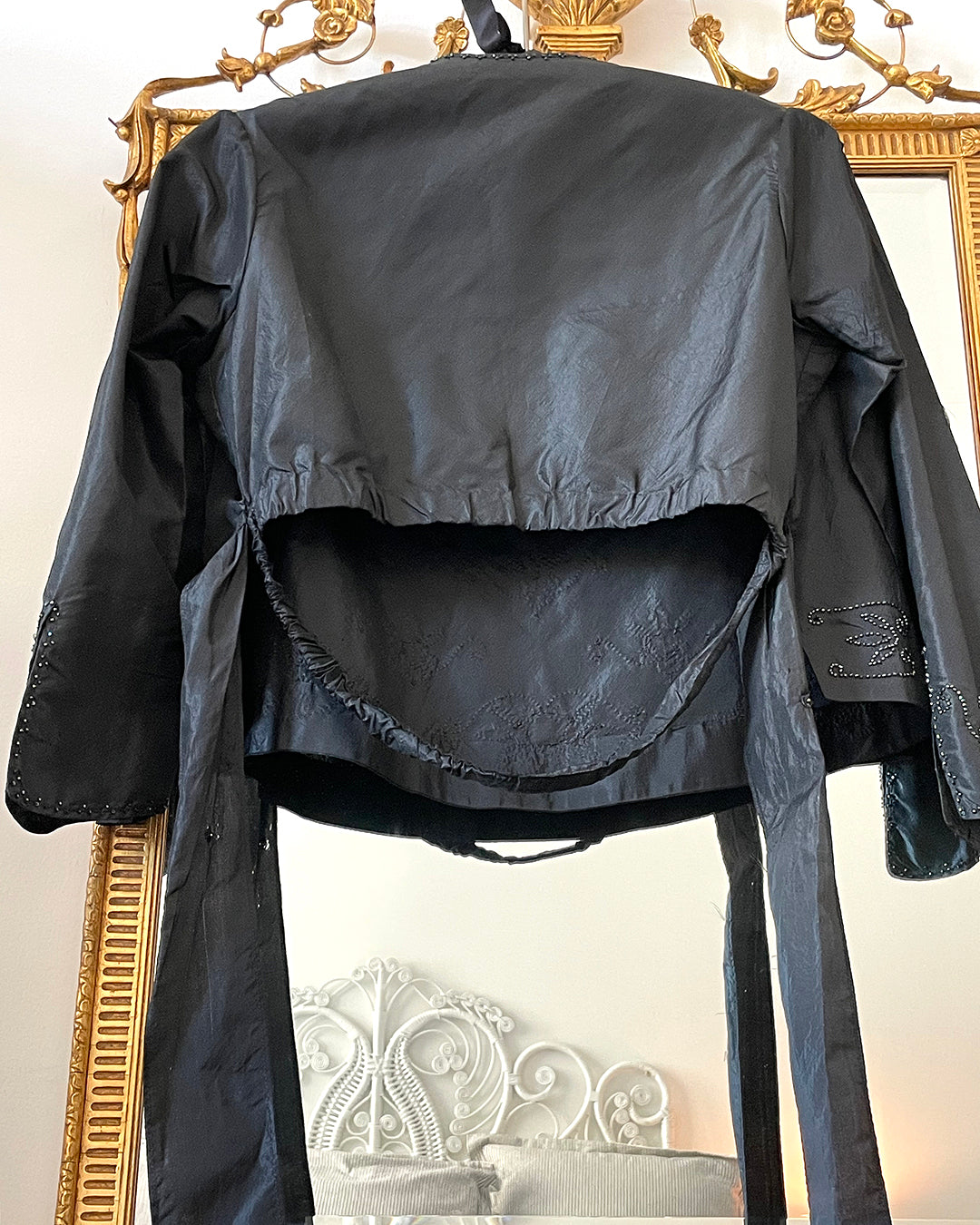 Antique Victorian Embellished Silk Mourning Blouse