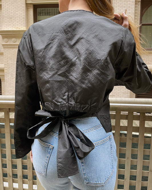 Antique Victorian Embellished Silk Mourning Blouse