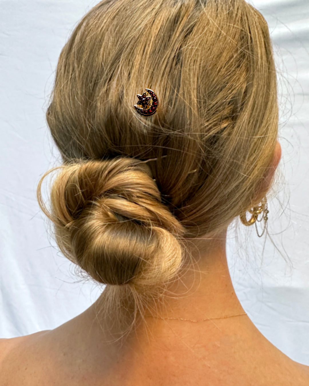 Victorian Bohemian Garnet Crescent Moon And Star Pin