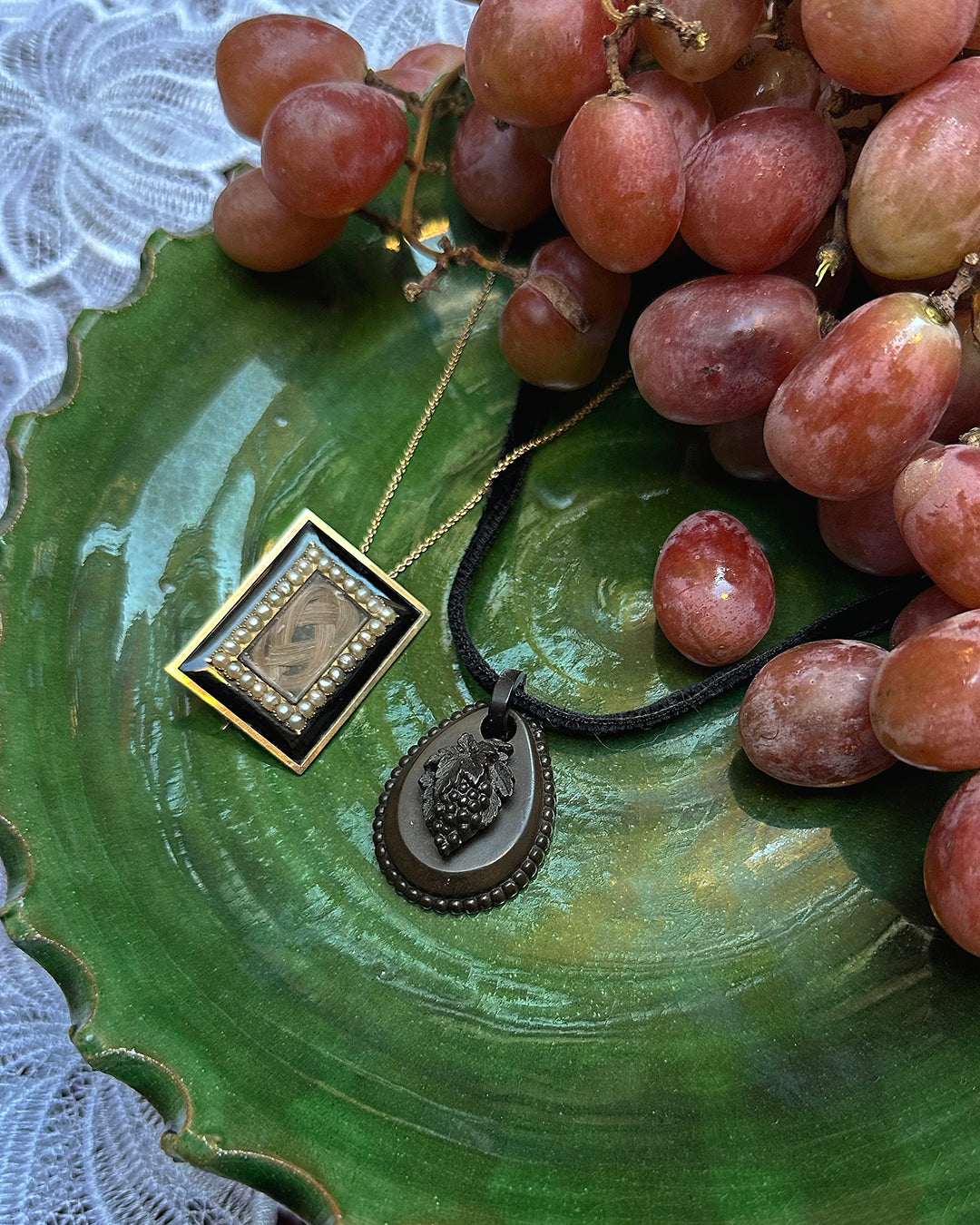 Rare Victorian Vulcanite Grape Choker Necklace ca. 1860