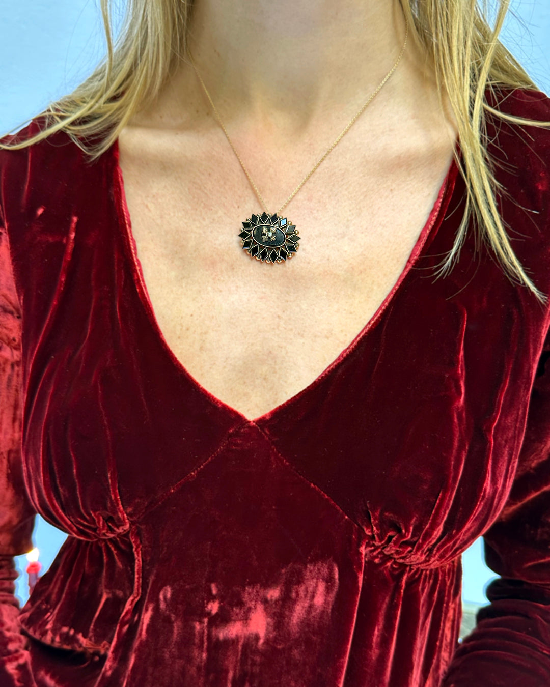 Rare Victorian 10k Gold, Onyx, & Seed Pearl Pendant/Brooch