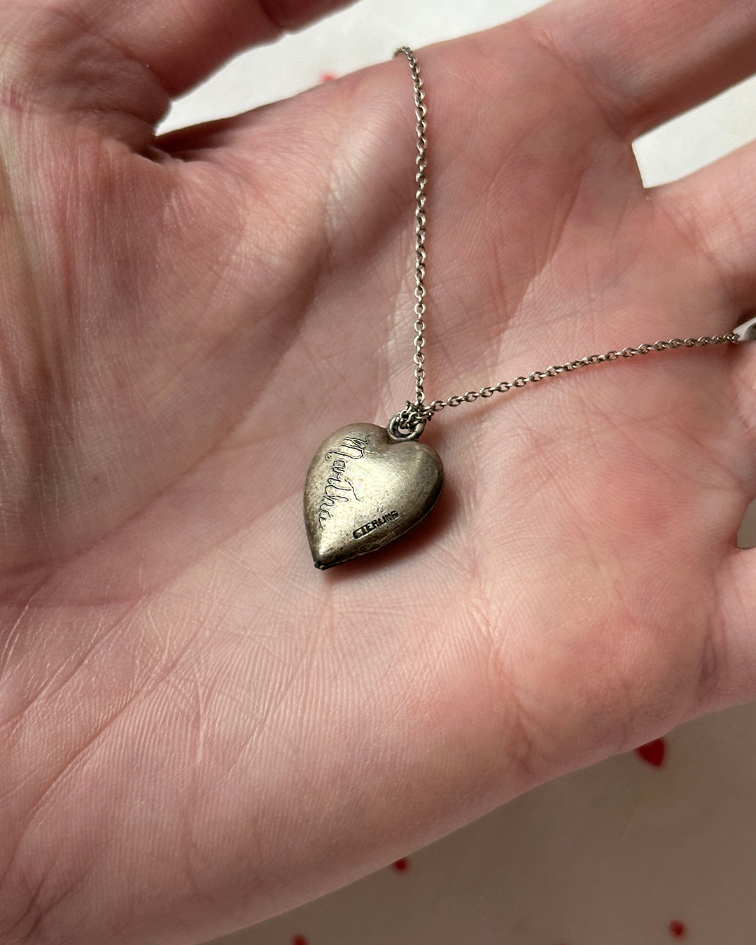 Antique Victorian Sterling Silver Heart Pendant With Repoussé Bow