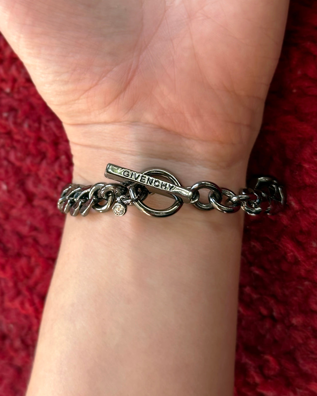 Givenchy Gunmetal Crystal Chain Bracelet