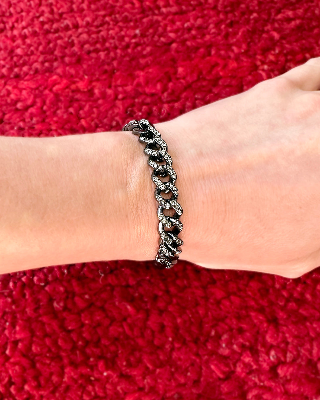 Givenchy Gunmetal Crystal Chain Bracelet