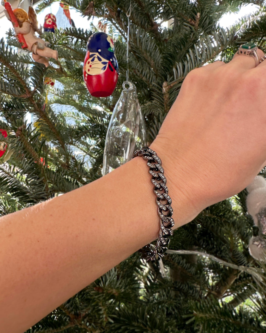 Givenchy Gunmetal Crystal Chain Bracelet