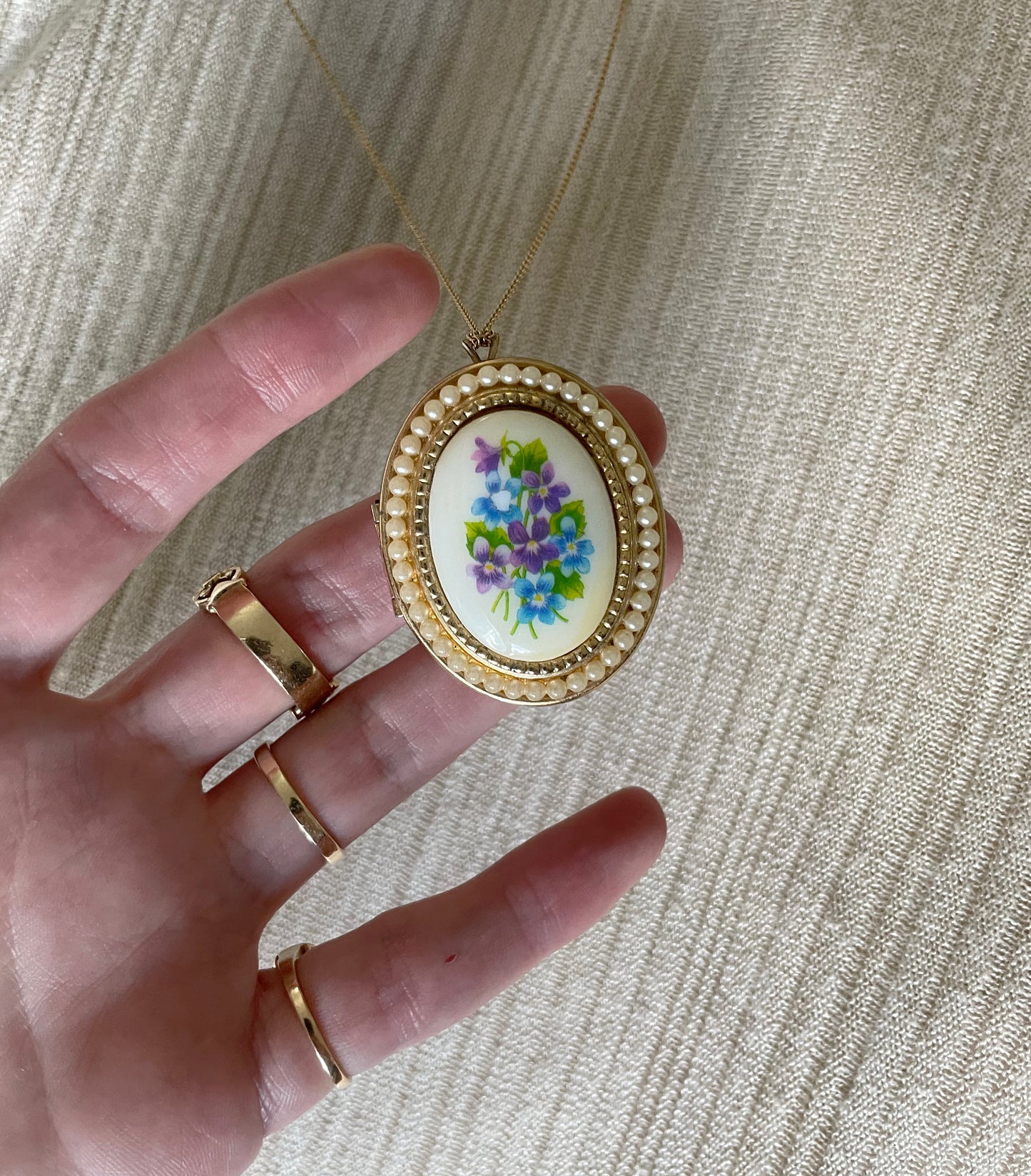 Vintage Porcelain Floral Locket
