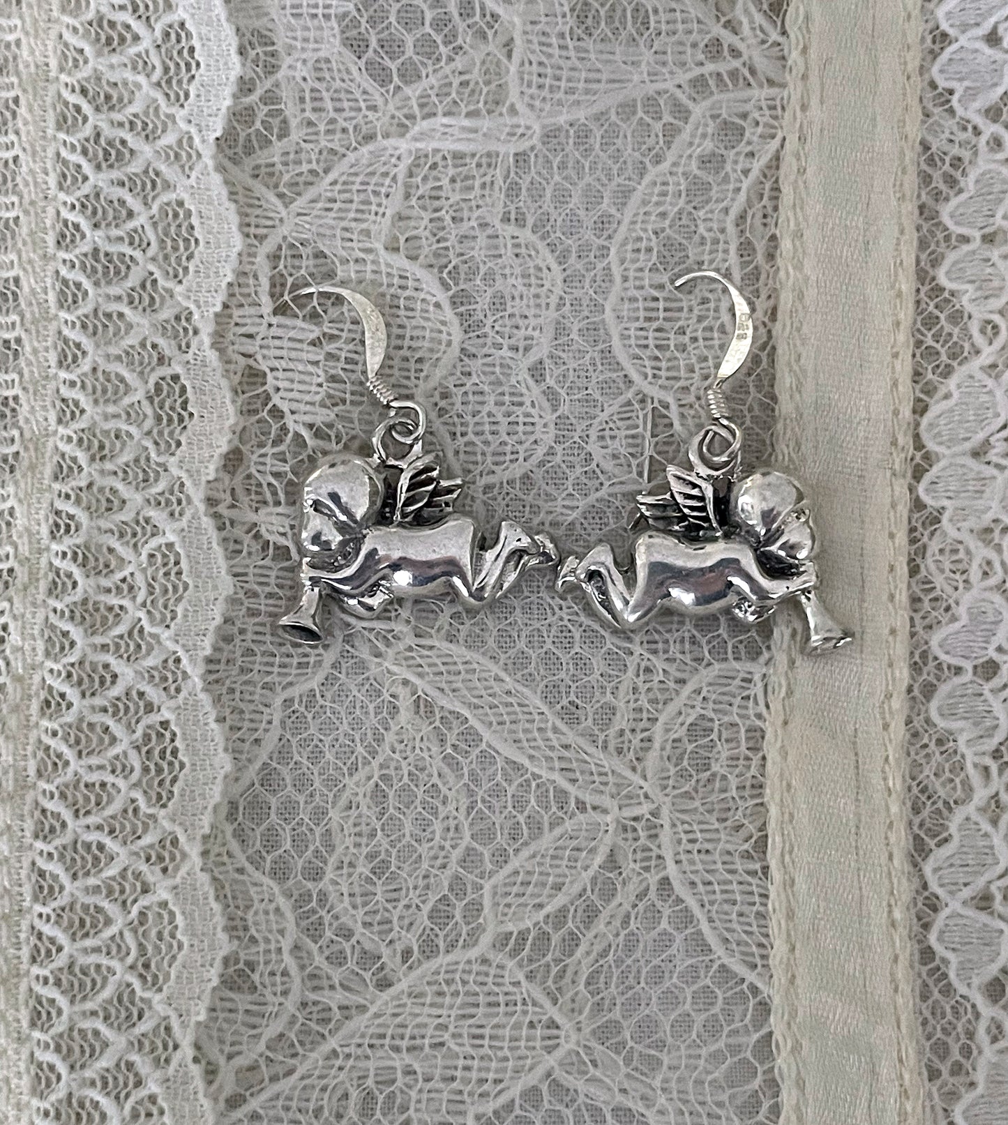 Vintage Sterling Silver Cherub Earrings