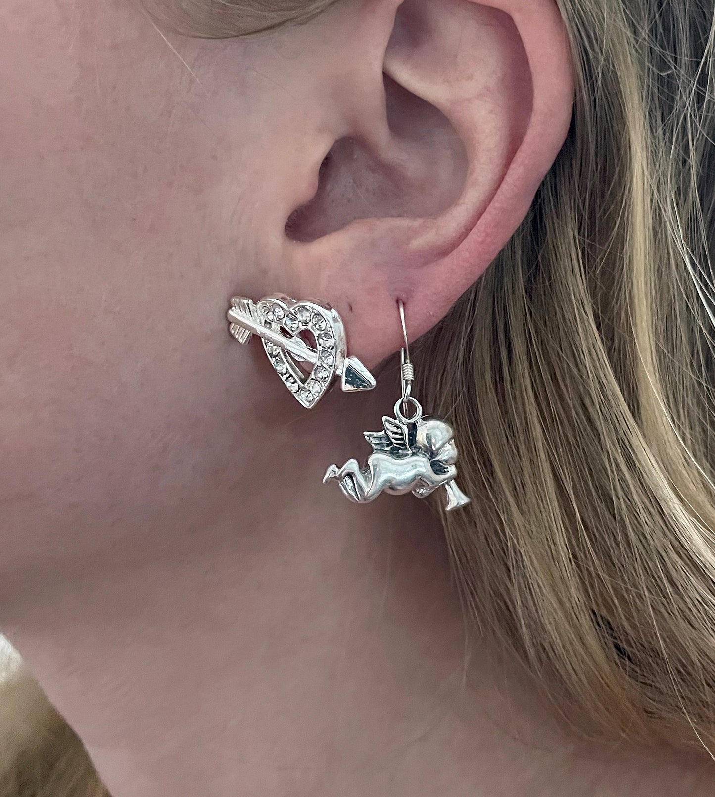 Vintage Sterling Silver Cherub Earrings