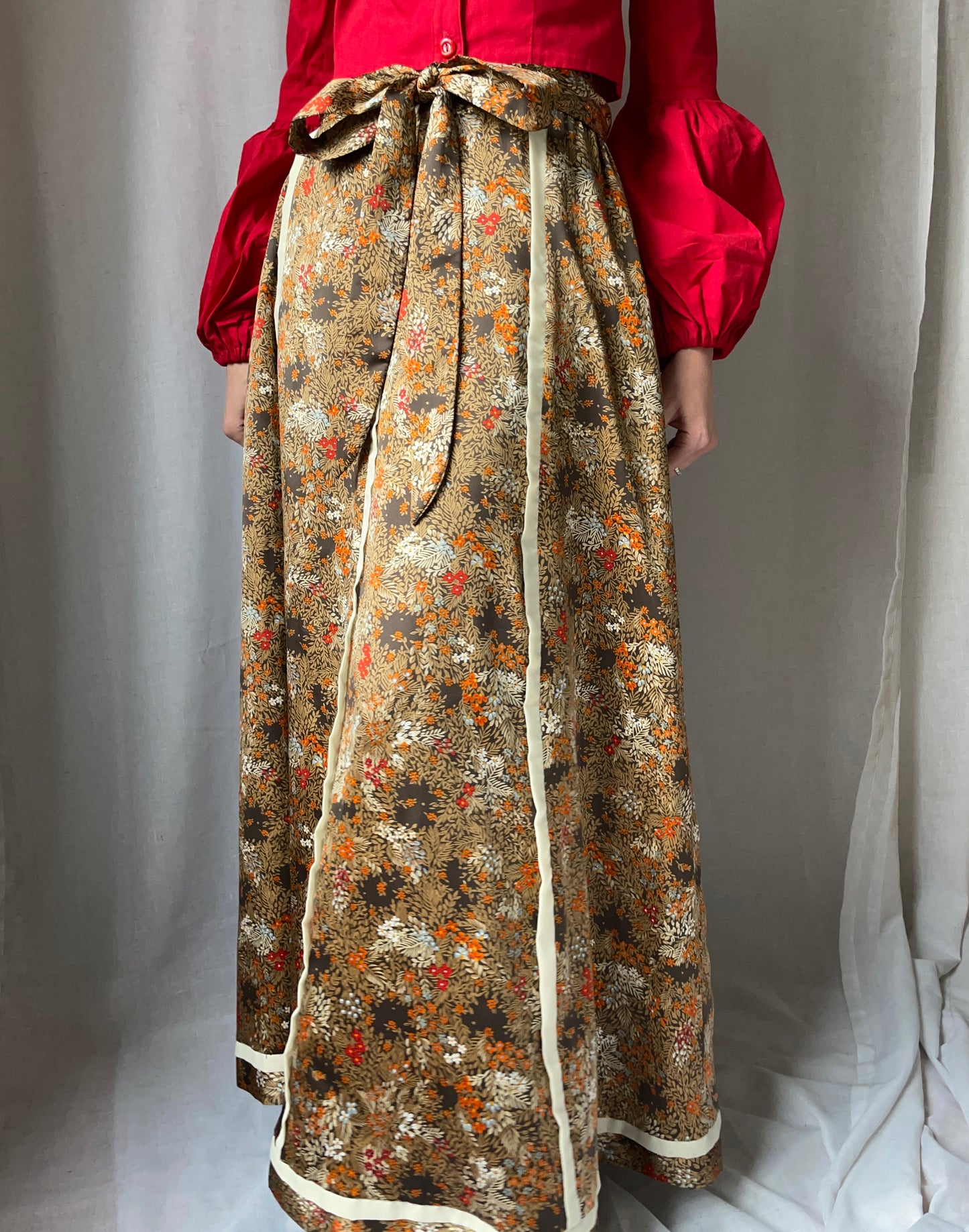 Vintage 1970s Charmeuse Floral Maxiskirt