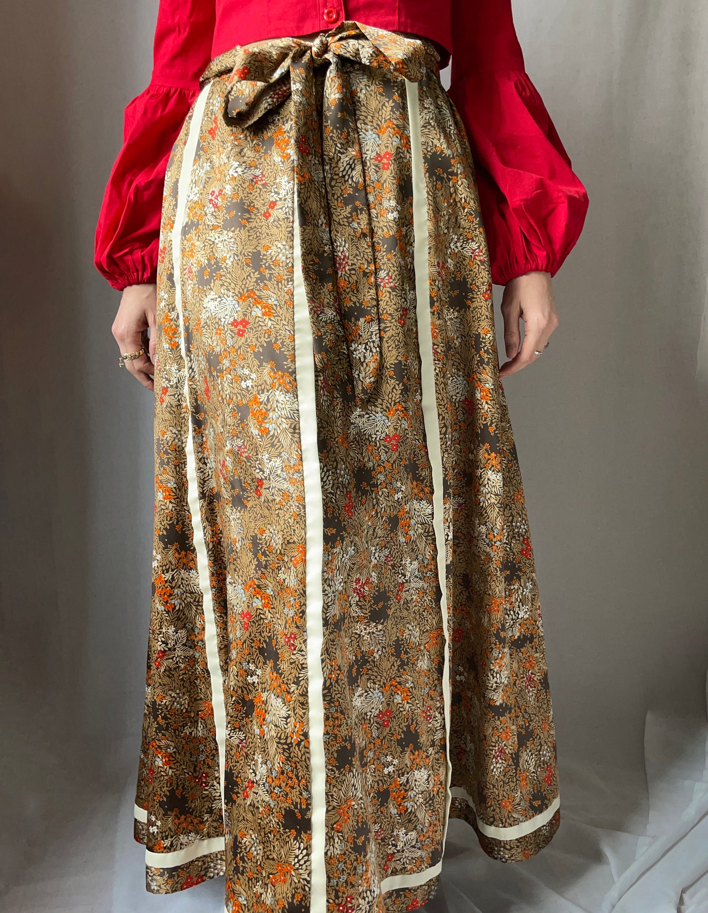 Vintage 1970s Charmeuse Floral Maxiskirt