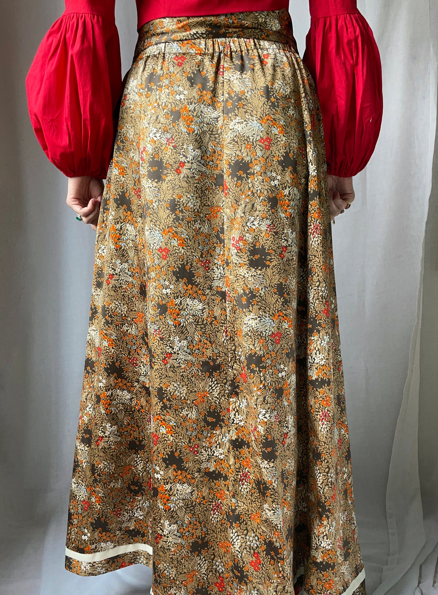 Vintage 1970s Charmeuse Floral Maxiskirt
