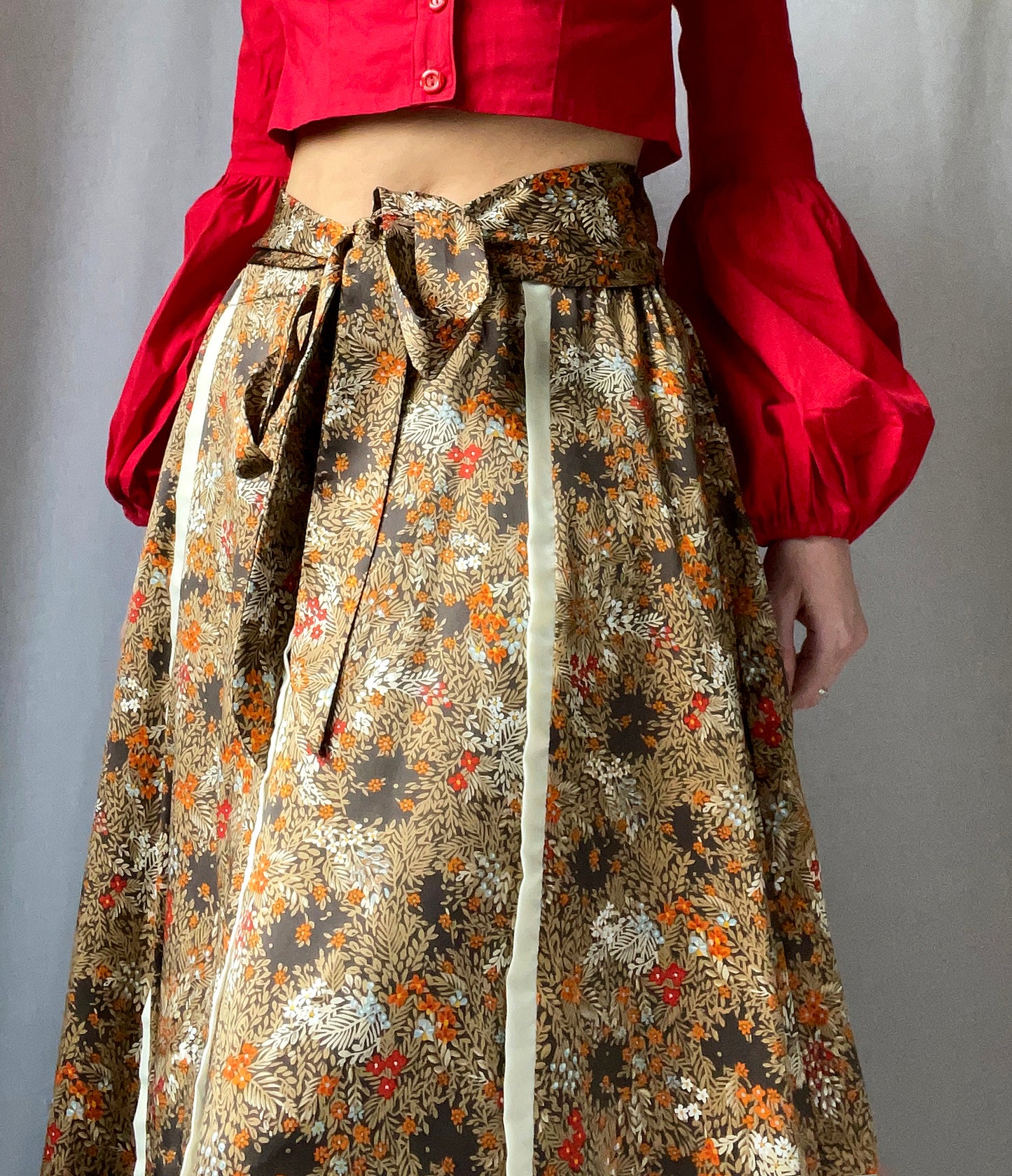 Vintage 1970s Charmeuse Floral Maxiskirt
