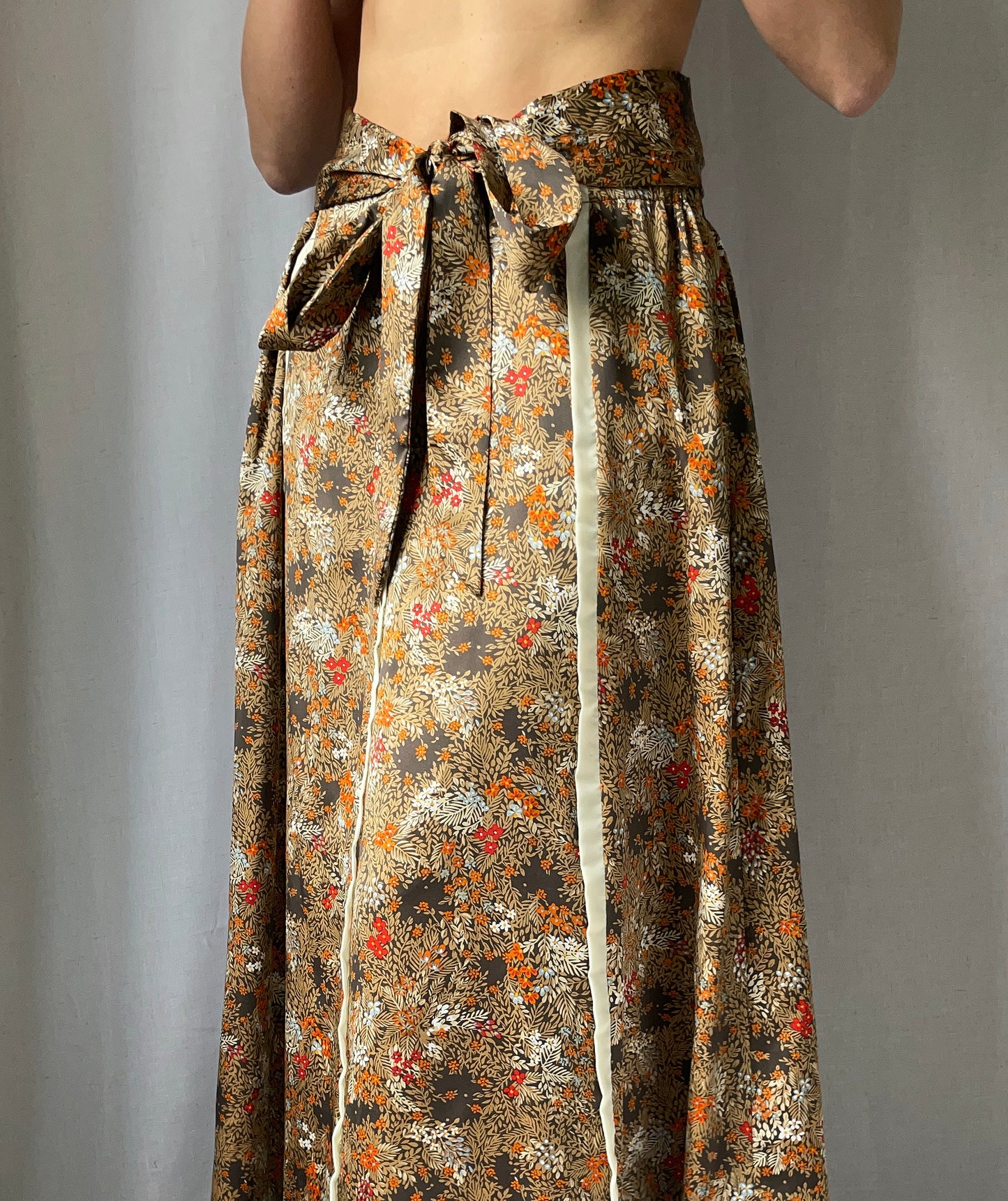 Vintage 1970s Charmeuse Floral Maxiskirt