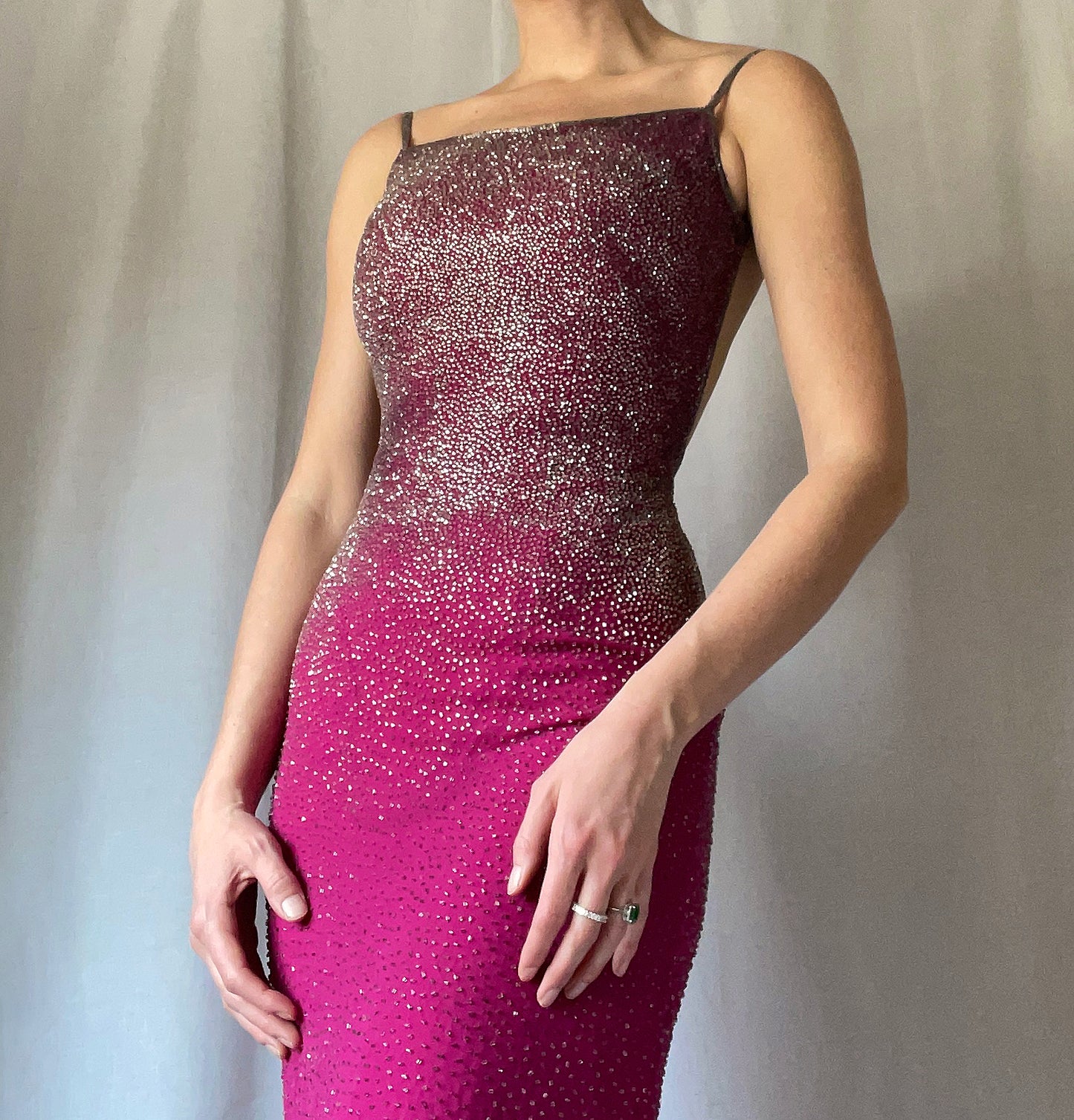 Vintage 90s Beaded Backless Gown