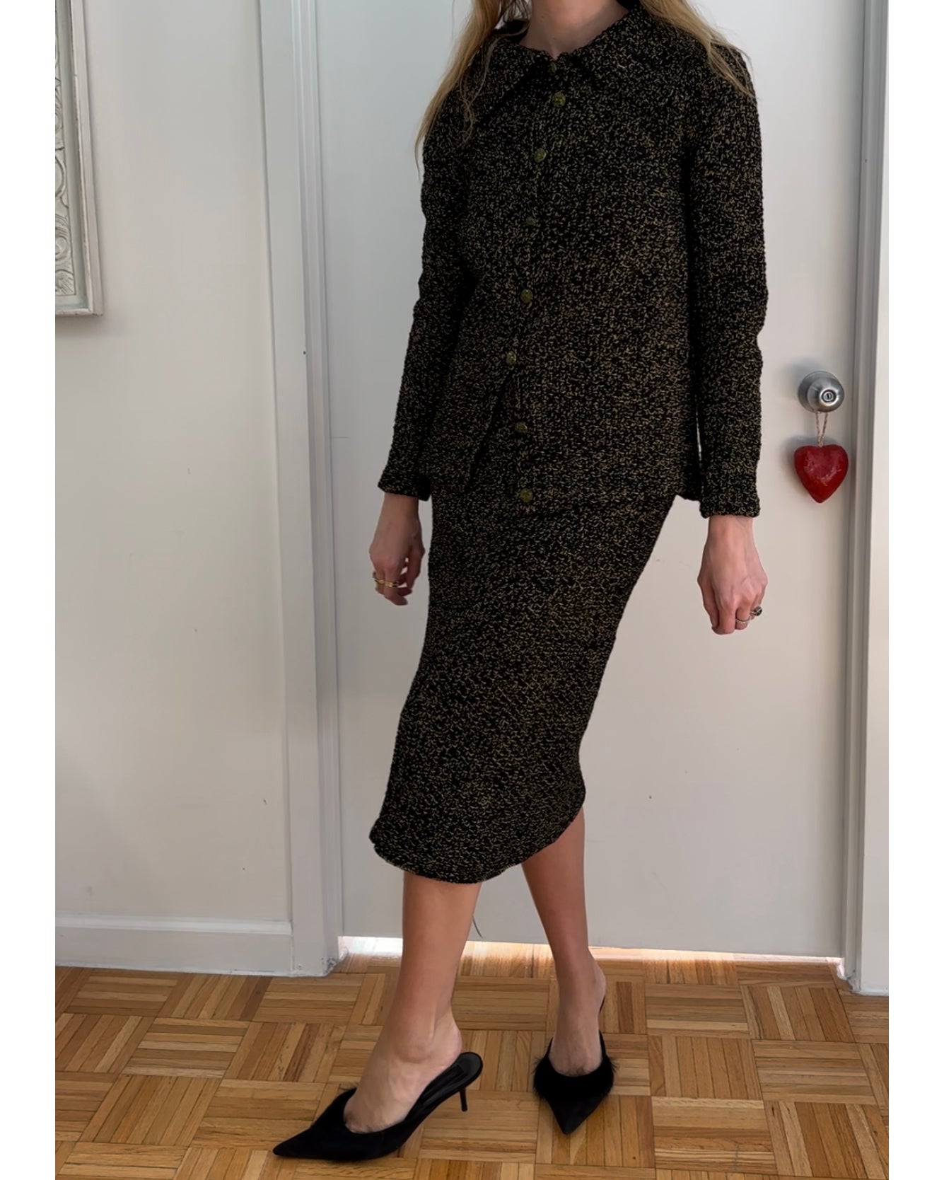 Vintage 1940s Tweed Skirt Suit Set (in the style of Chanel)