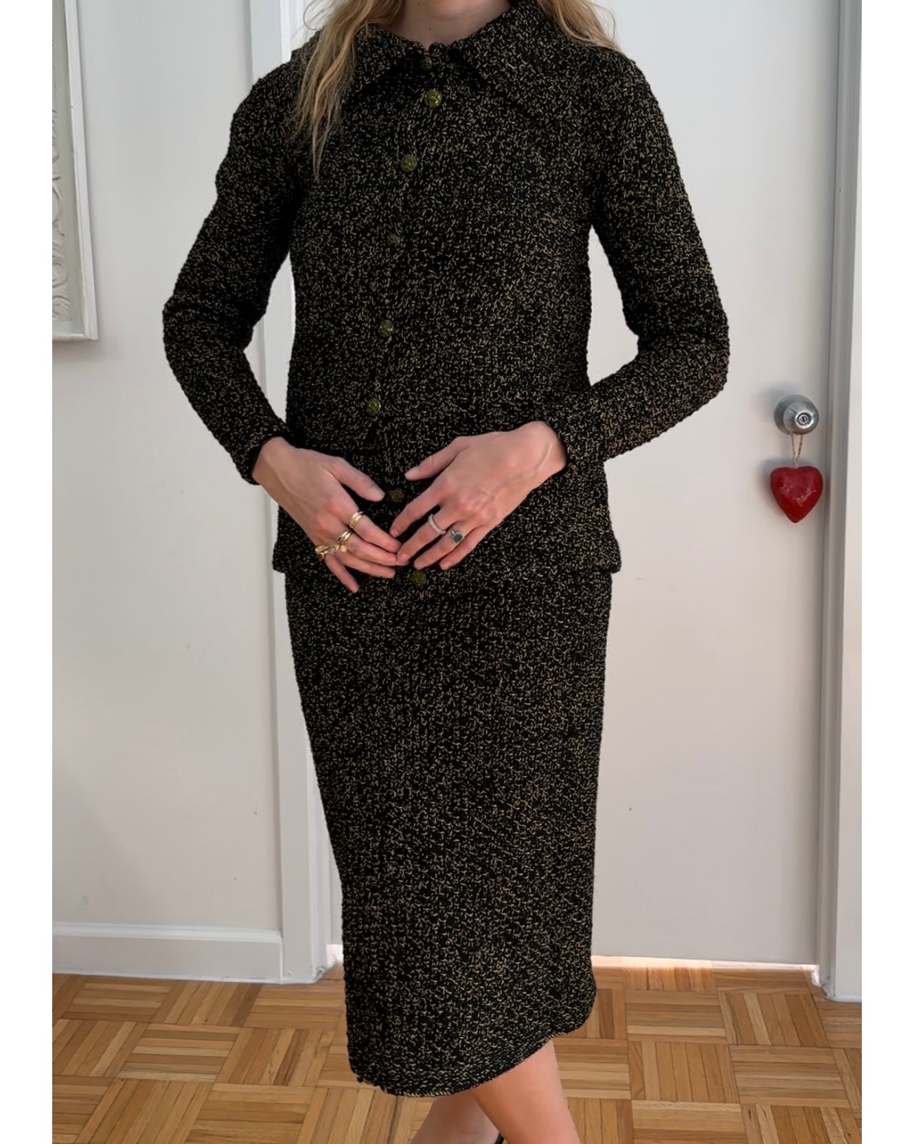 Vintage 1940s Tweed Skirt Suit Set (in the style of Chanel)