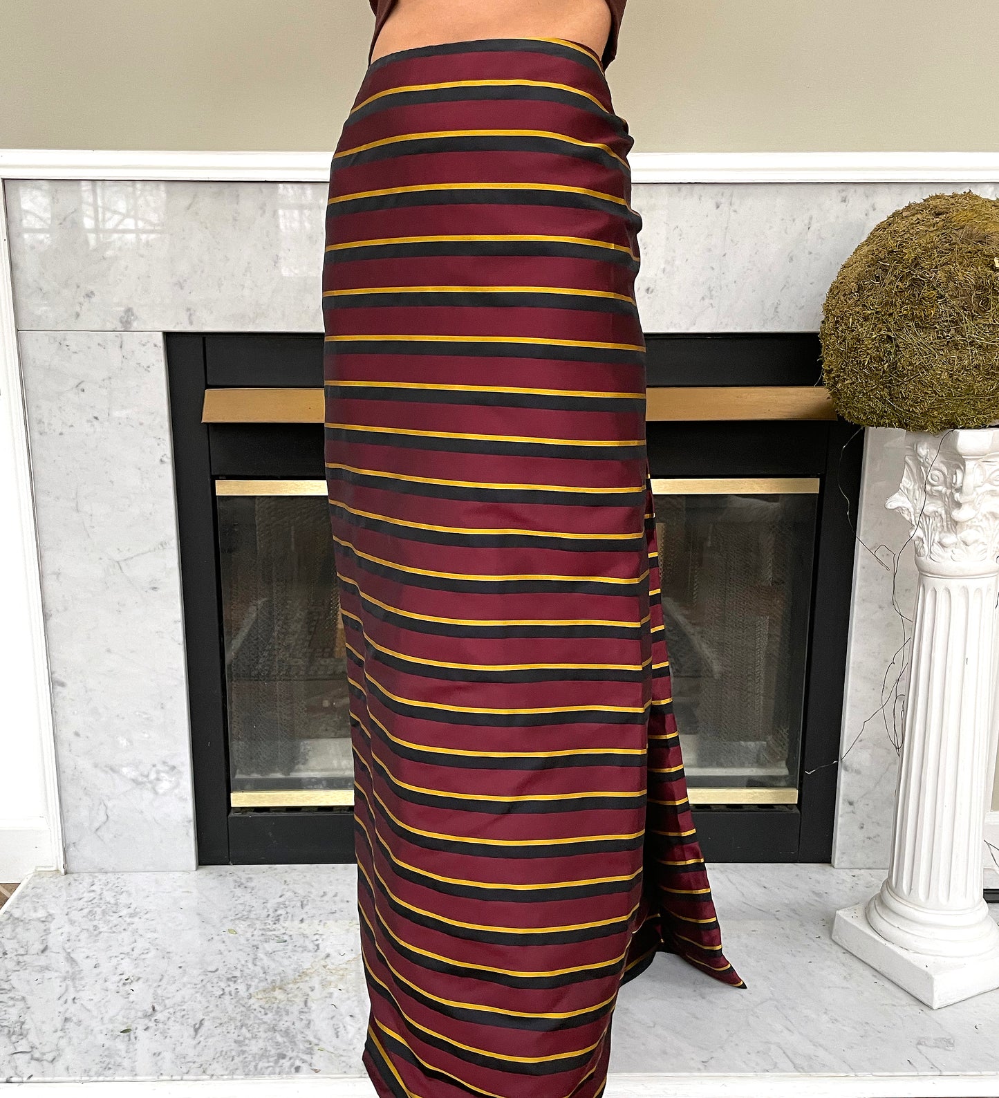 Designer Vintage Silk Ball Skirt with Cascade Train Back