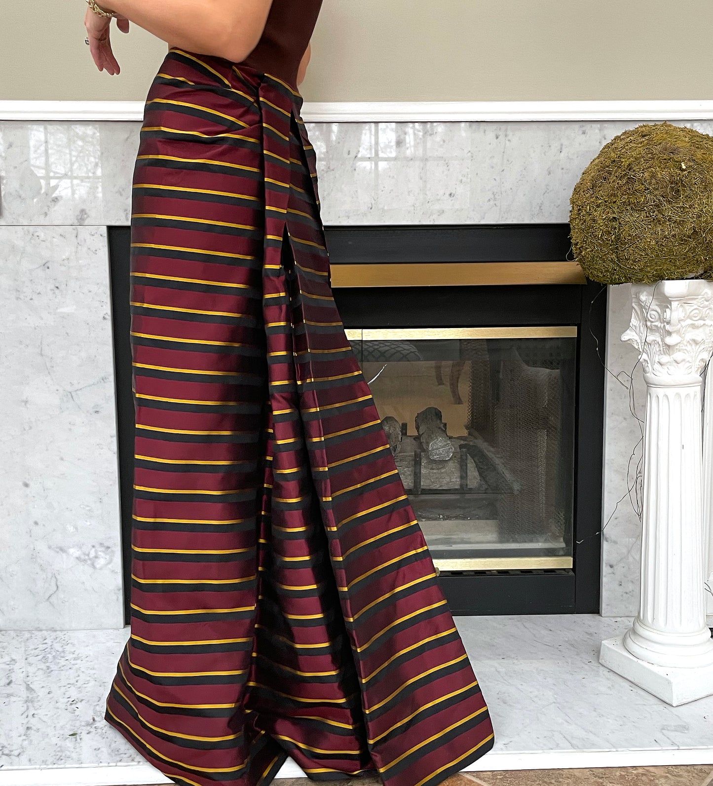 Designer Vintage Silk Ball Skirt with Cascade Train Back