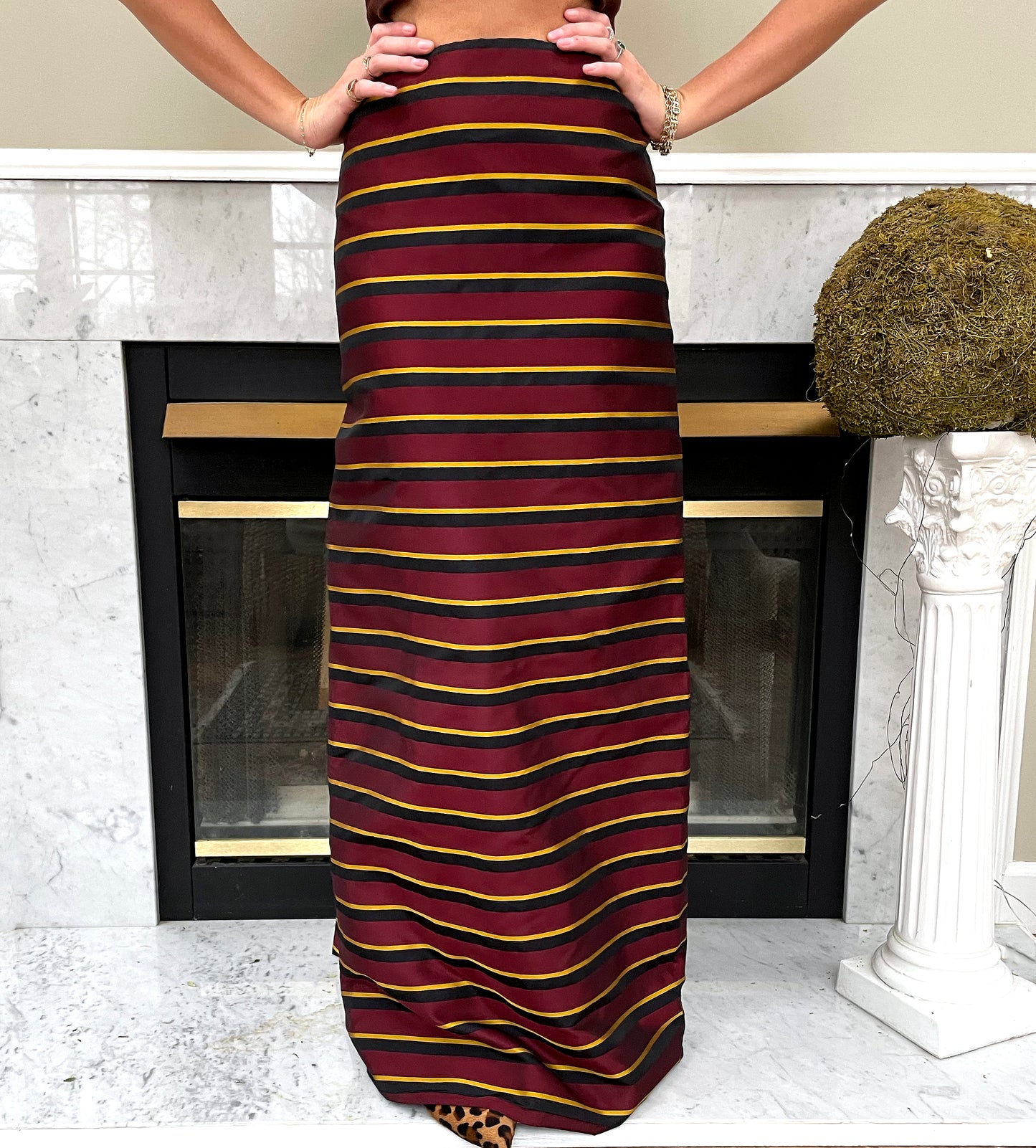 Designer Vintage Silk Ball Skirt with Cascade Train Back