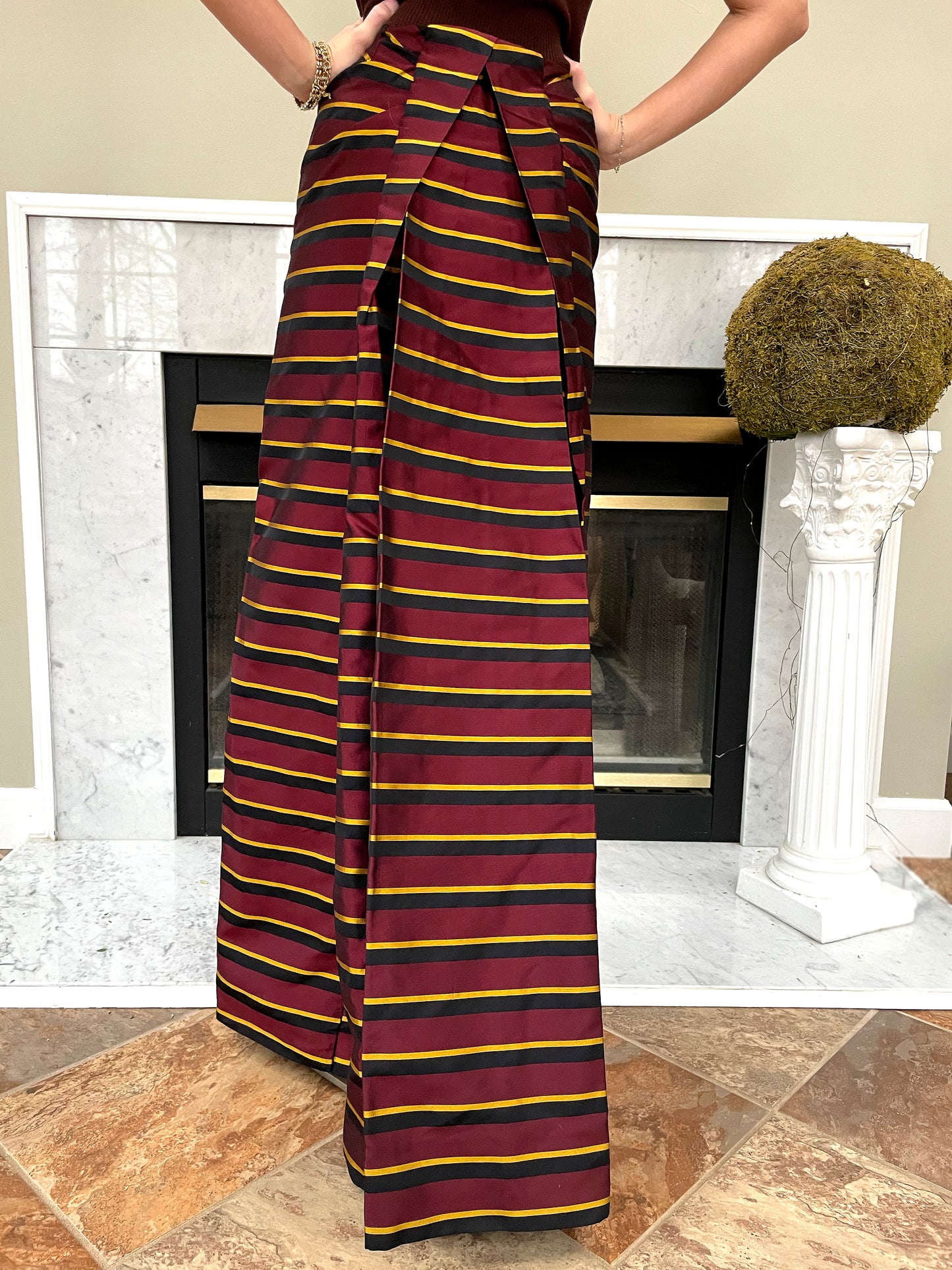 Designer Vintage Silk Ball Skirt with Cascade Train Back