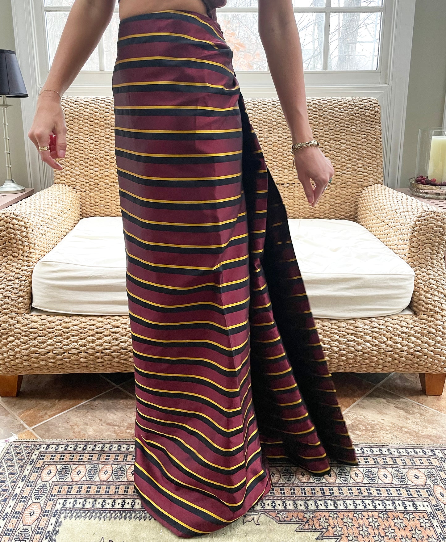 Designer Vintage Silk Ball Skirt with Cascade Train Back