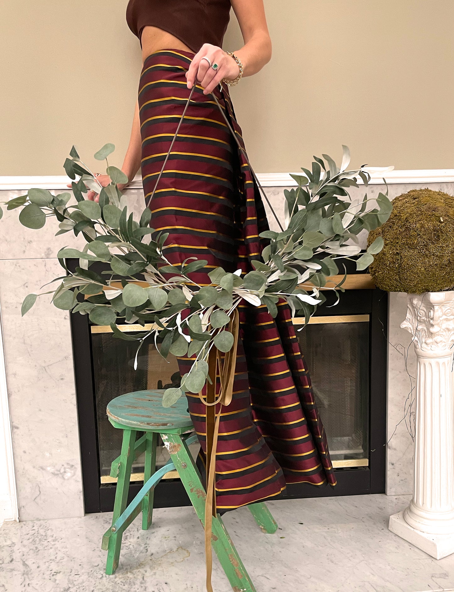 Designer Vintage Silk Ball Skirt with Cascade Train Back