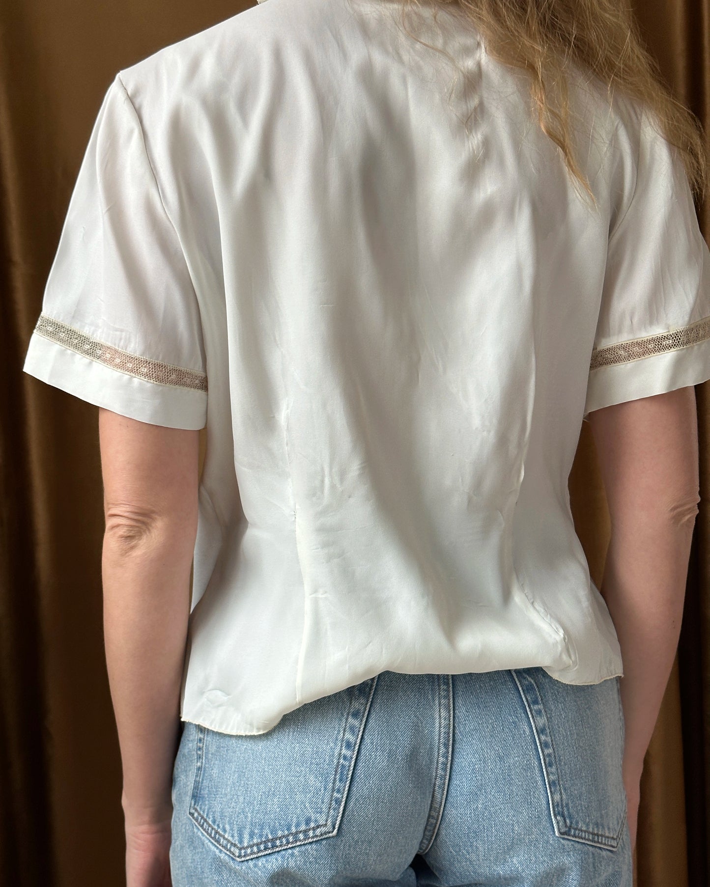 Vintage 1940s Lace Trim Blouse