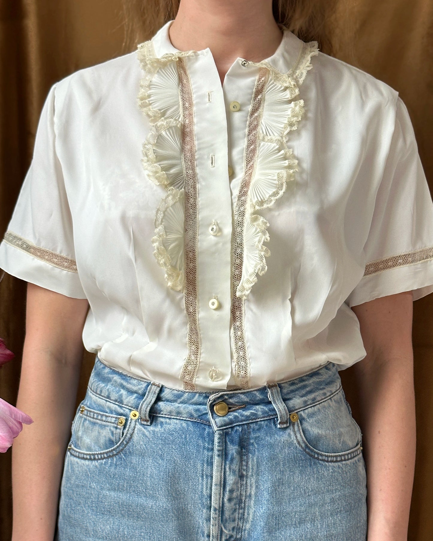 Vintage 1940s Lace Trim Blouse