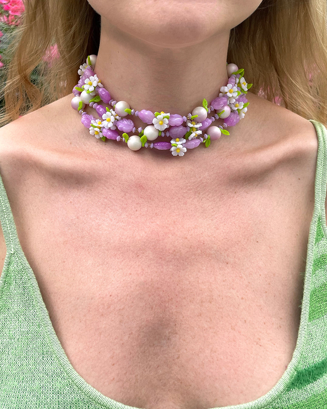 Vintage 1950s Floral Lucite Necklace