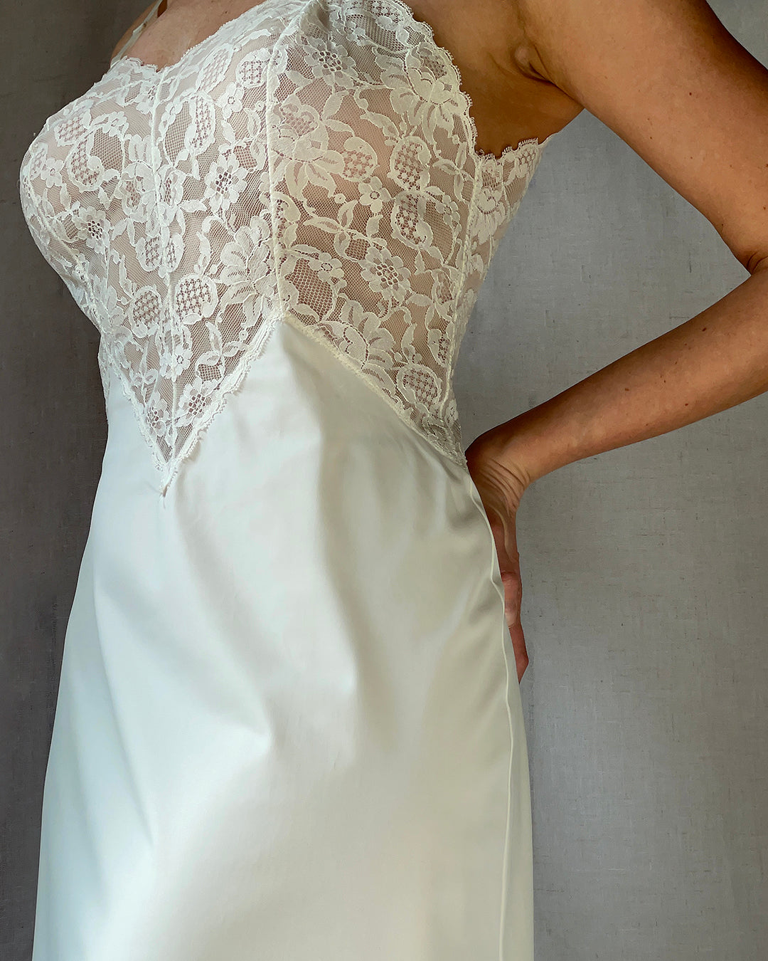 Vintage 1950s Ivory Slip With Lace Inserts Vintage 1950s Ivory Slip With Lace Inserts