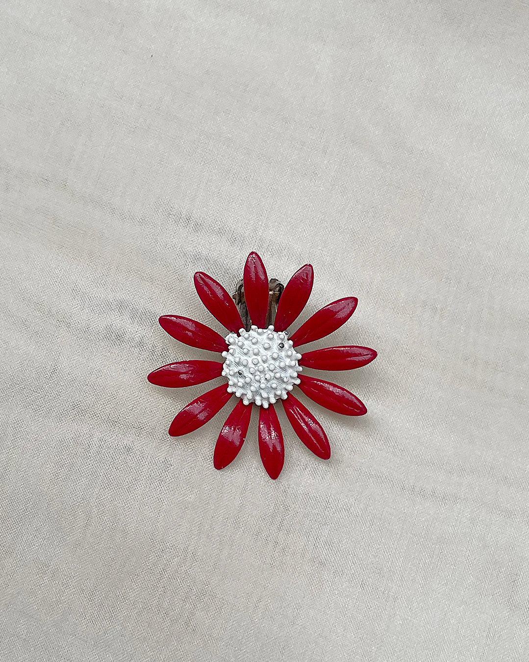 Vintage 1960s Enamel Flower Earrings