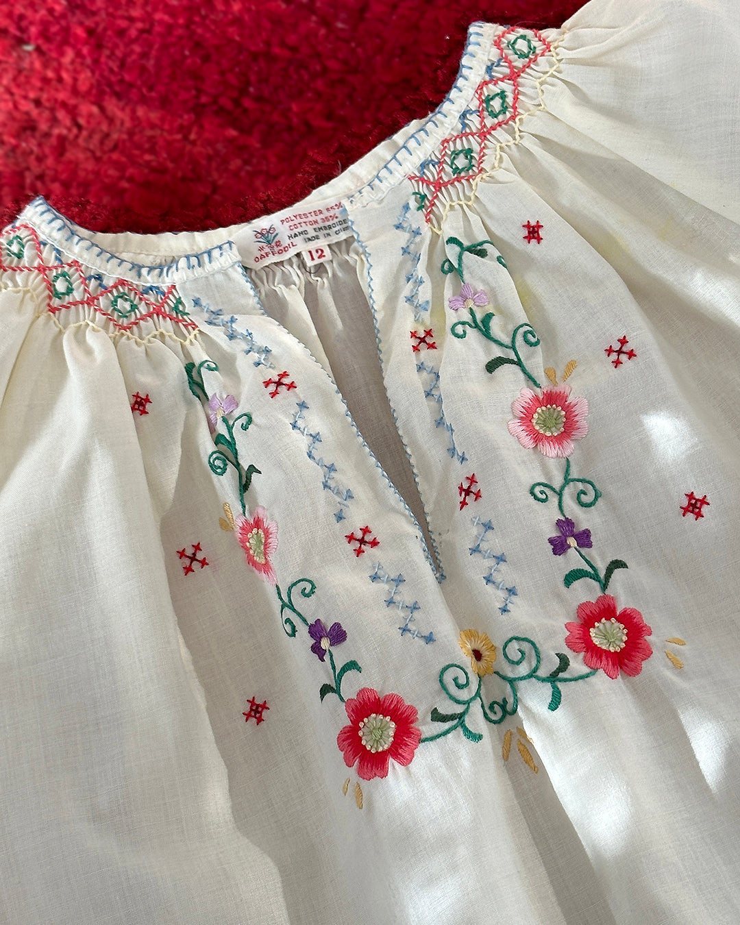 1960s Children's Hand-Embroidered Peasant Blouse