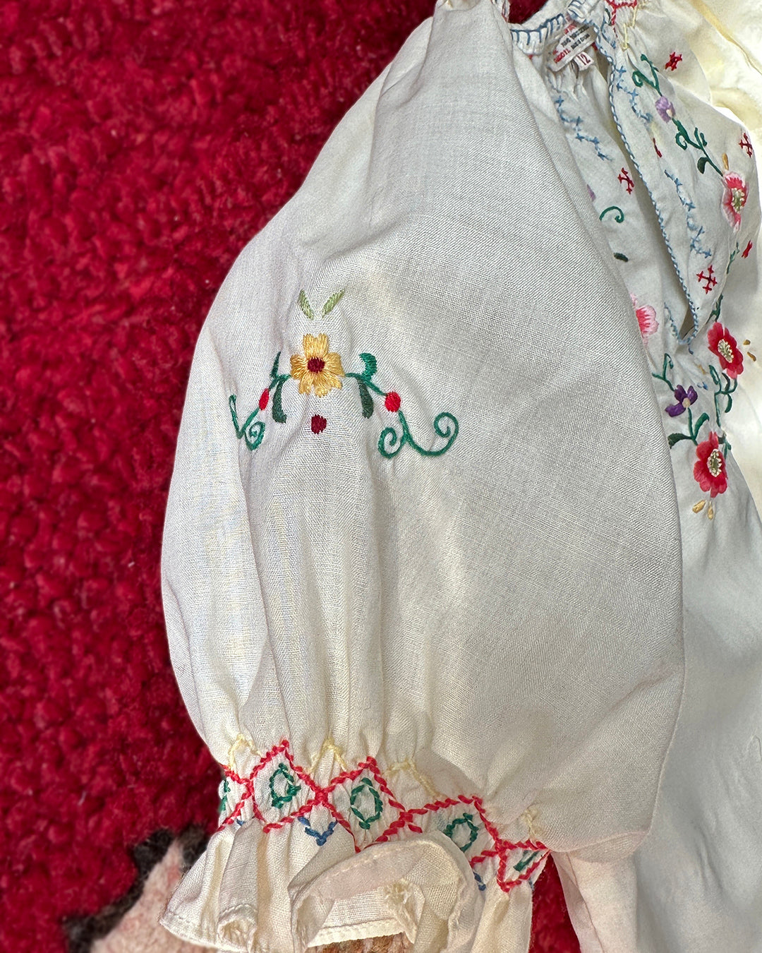 1960s Children's Hand-Embroidered Peasant Blouse
