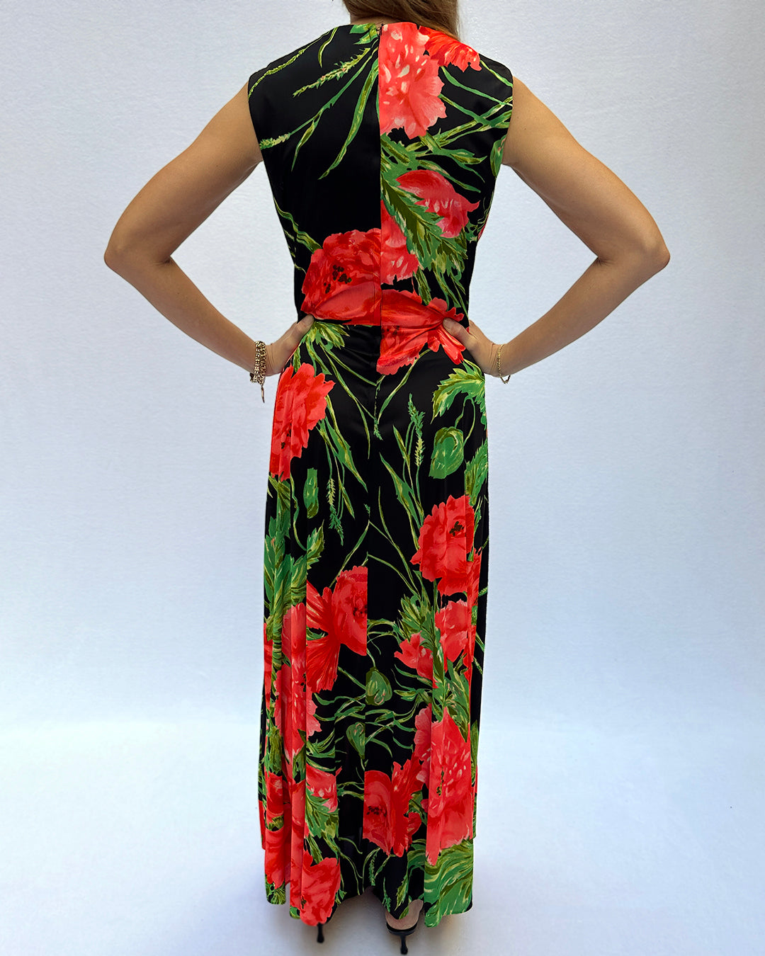Vintage 1960s Tropical Jersey Maxidress | S-M