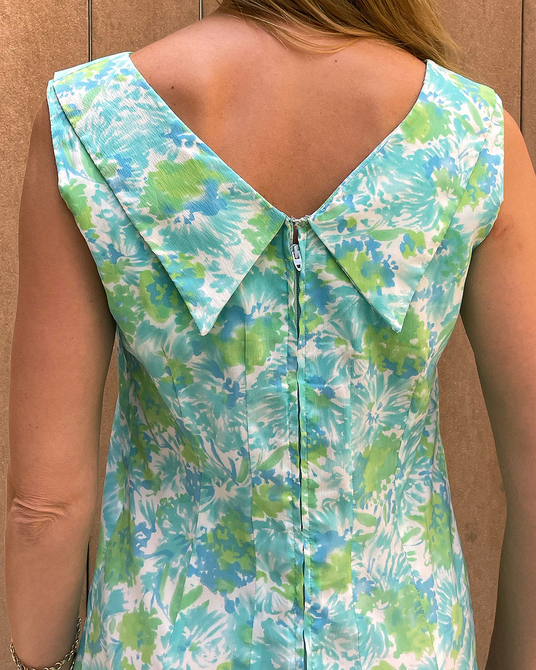 Late 1950s Watercolor Floral Shift Dress