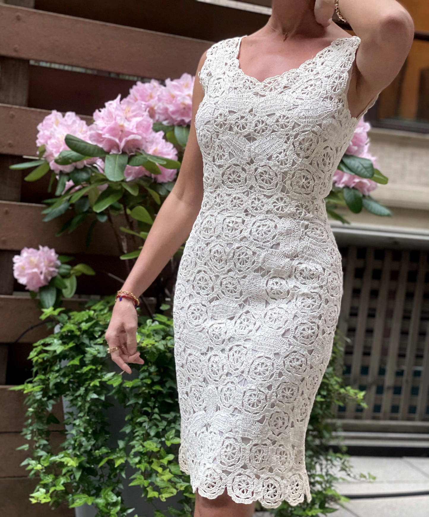 Vintage Italian Crochet Raffia Wiggle Dress