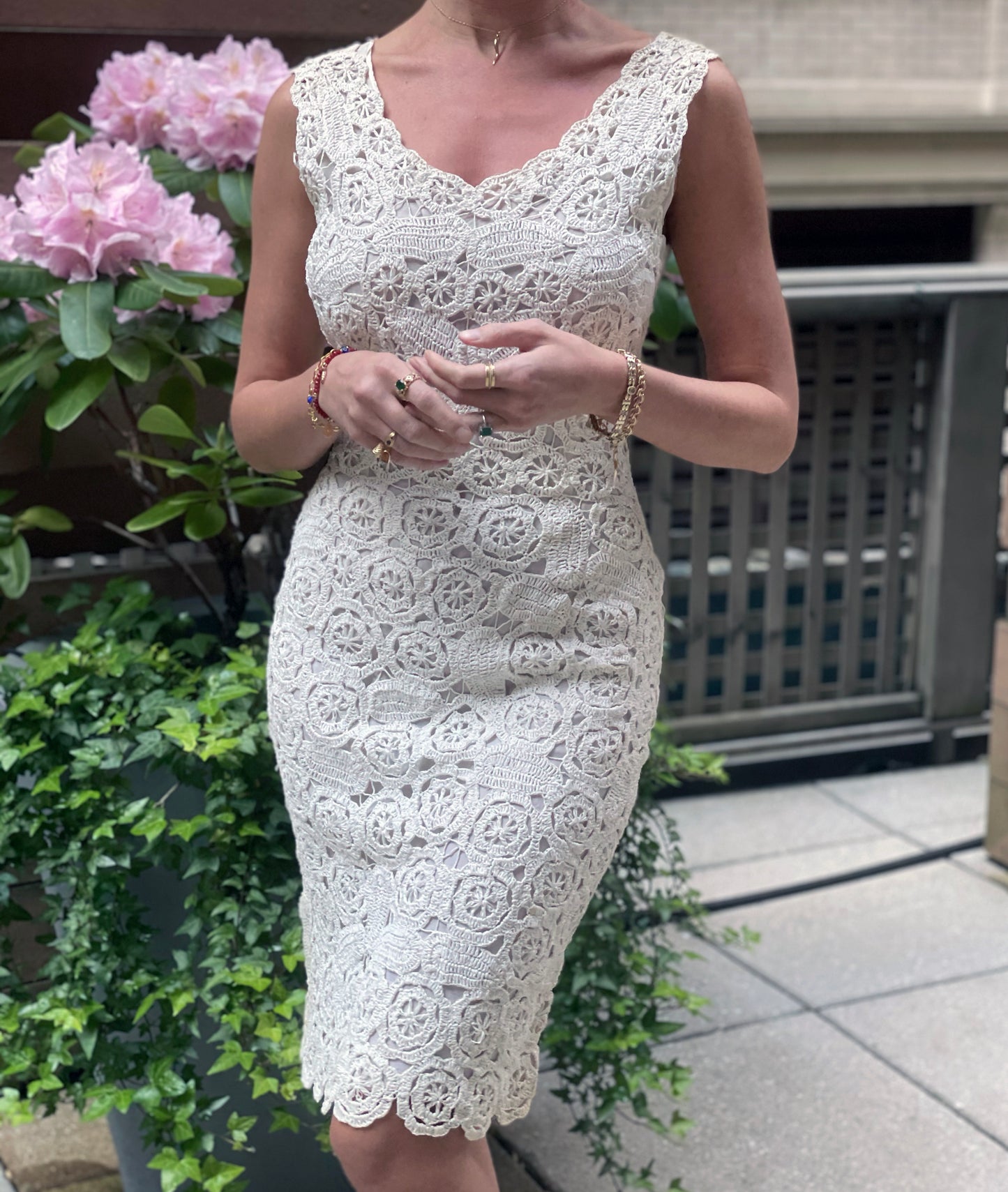 Vintage Italian Crochet Raffia Wiggle Dress