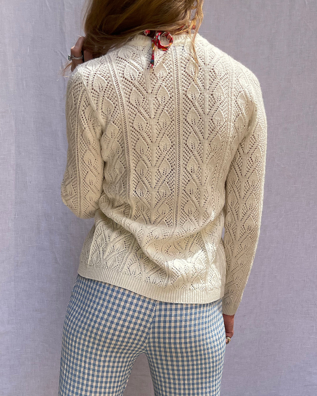 Vintage 1960s Pointelle Cardigan | XS-M