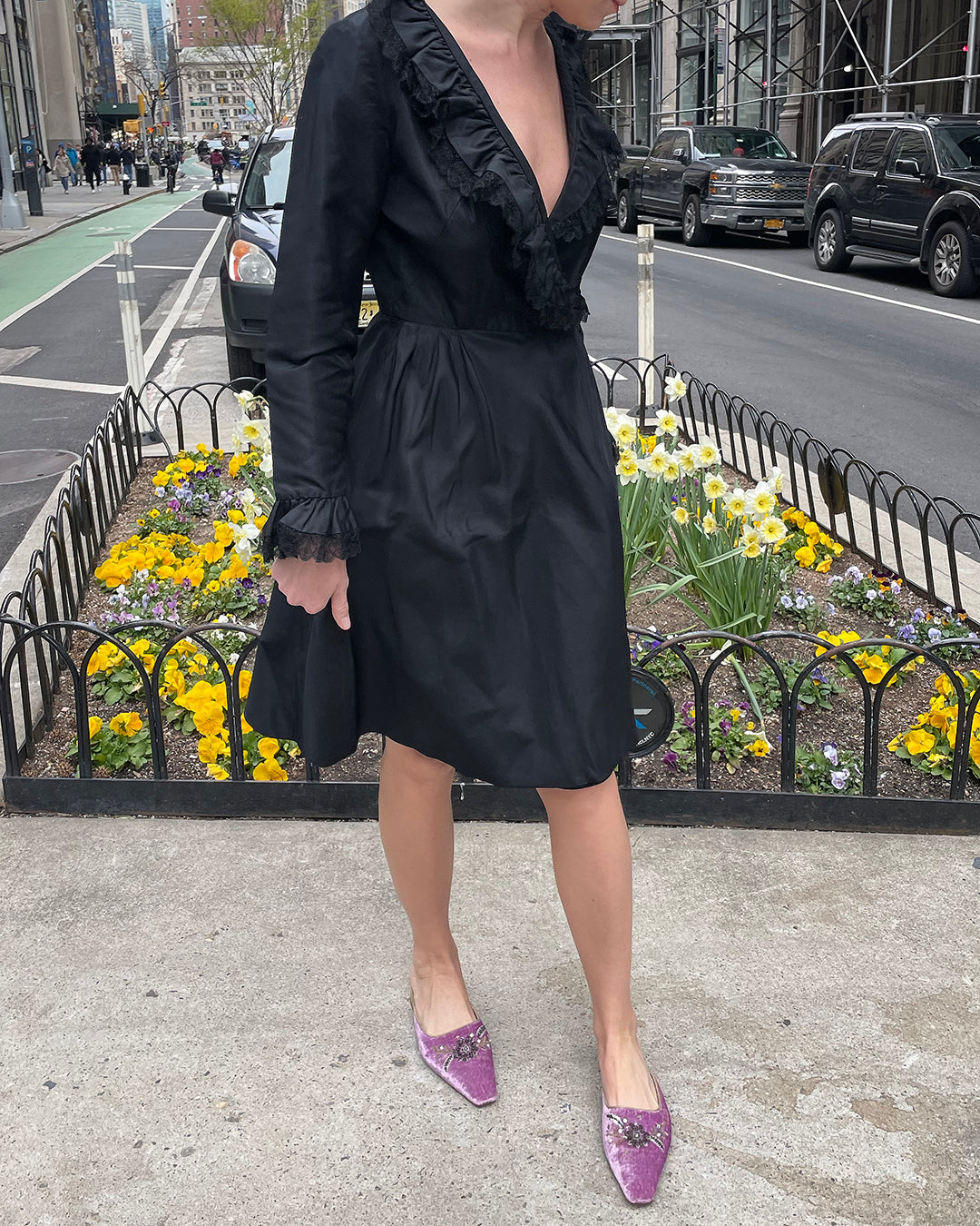 1960s Joseph Magnin Taffeta Wrap Dress | XS-S